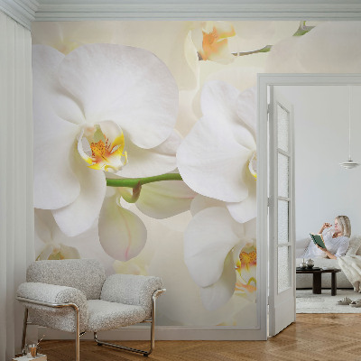 Fotomural decorativo para cabecero de cama con un motivo de riqueza floral