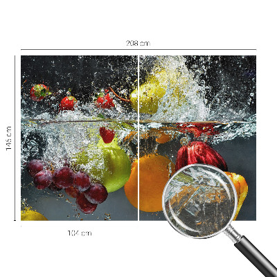 Fotomural decorativo para cabecero de cama con diseño de frutas en agua