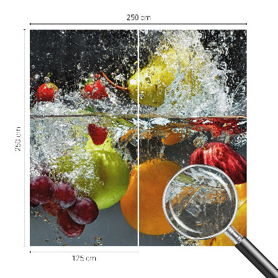 Fotomural decorativo para cabecero de cama con diseño de frutas en agua