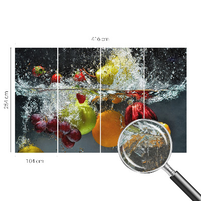 Fotomural decorativo para cabecero de cama con diseño de frutas en agua
