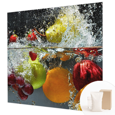 Fotomural decorativo para cabecero de cama con diseño de frutas en agua