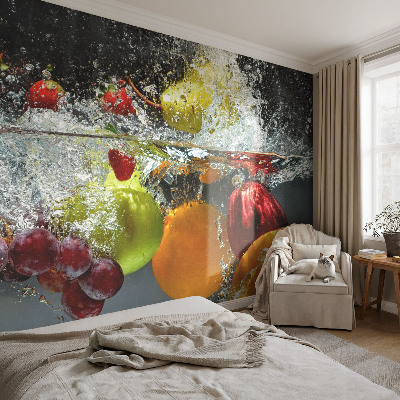 Fotomural decorativo para cabecero de cama con diseño de frutas en agua