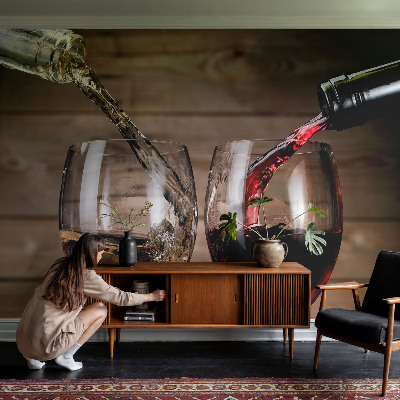 Mural decorativo con motivo de copas de vino