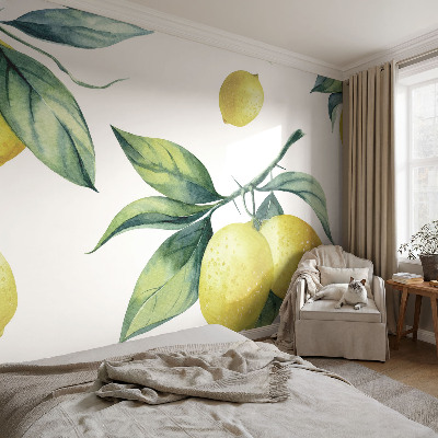 Papel mural con patrón decorativo con motivo de limón