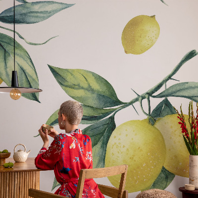 Papel mural con patrón decorativo con motivo de limón