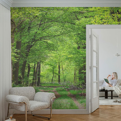 Papel mural texturado decorativo con diseño de sendero forestal