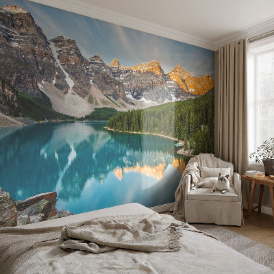Mural de pared con estampado hermoso con el motivo «Reflejo de la montaña»