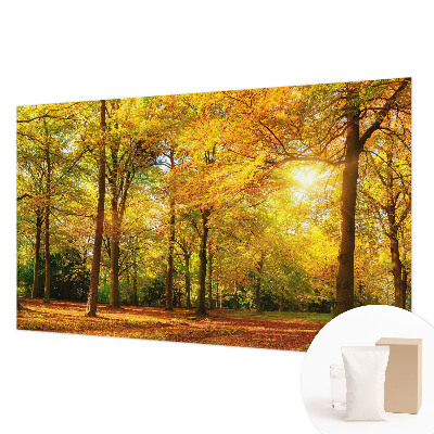 Papel mural con patrón decorativo con hojas doradas