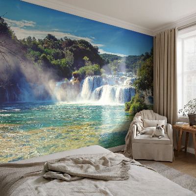 Mural de pared con estampado hermoso con un paisaje de cascada