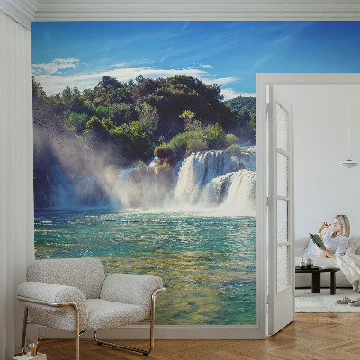 Mural de pared con estampado hermoso con un paisaje de cascada