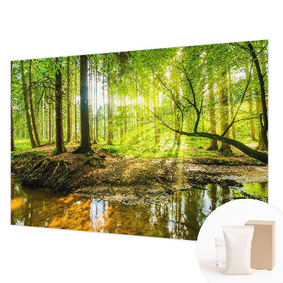Papel mural texturado decorativo con diseño de paisaje verde