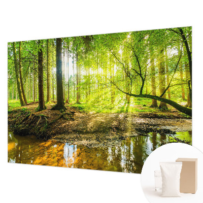 Papel mural texturado decorativo con diseño de paisaje verde