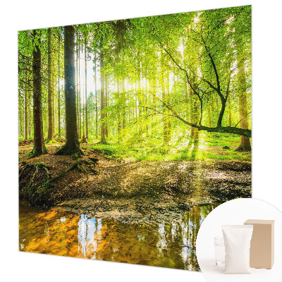 Papel mural texturado decorativo con diseño de paisaje verde