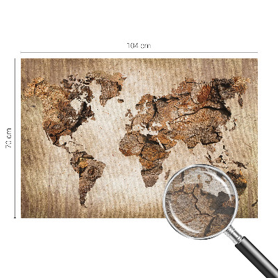 Fotomural decorativo para cabecero de cama con diseño de mapa en textura de madera