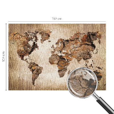 Fotomural decorativo para cabecero de cama con diseño de mapa en textura de madera