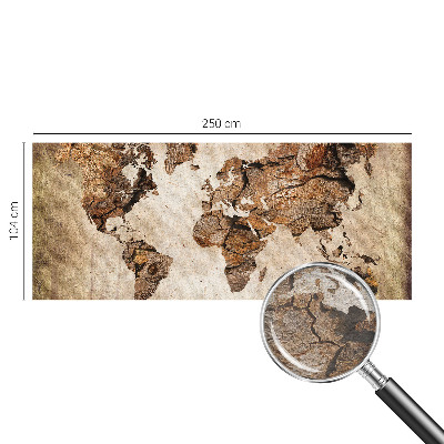 Fotomural decorativo para cabecero de cama con diseño de mapa en textura de madera