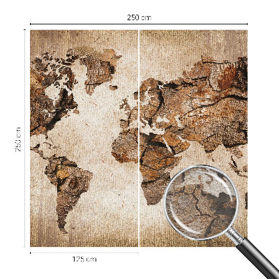 Fotomural decorativo para cabecero de cama con diseño de mapa en textura de madera