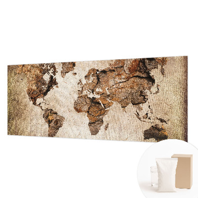 Fotomural decorativo para cabecero de cama con diseño de mapa en textura de madera