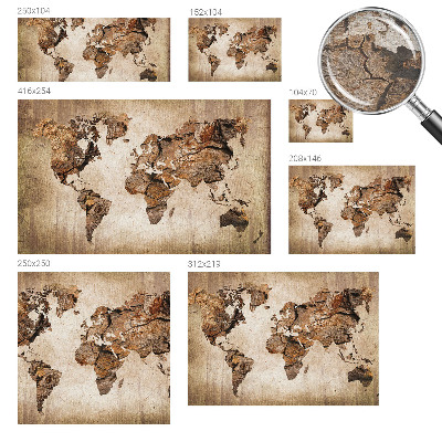Fotomural decorativo para cabecero de cama con diseño de mapa en textura de madera