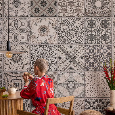 Mural de pared con estampado hermoso con patrones de azulejos