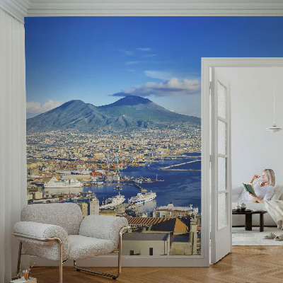 Mural decorativo con un panorama costero