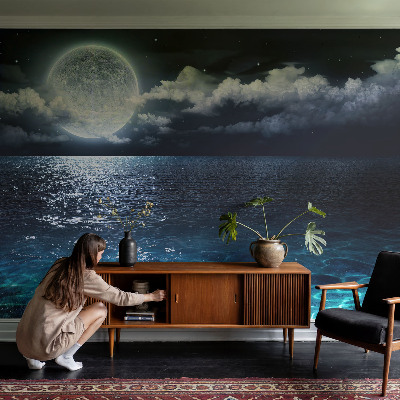 Papel mural con patrón decorativo con diseño 'Mar nocturno'
