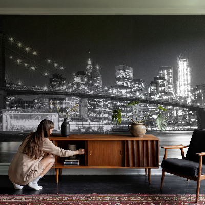 Papel mural texturado decorativo con motivo 'Panorama nocturno'