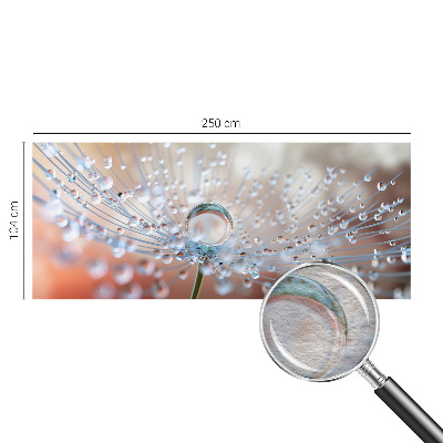 Fotomural decorativo para cabecero de cama con el motivo de una gota sobre un diente de león
