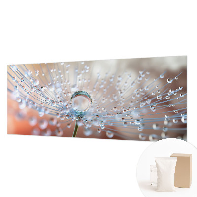Fotomural decorativo para cabecero de cama con el motivo de una gota sobre un diente de león