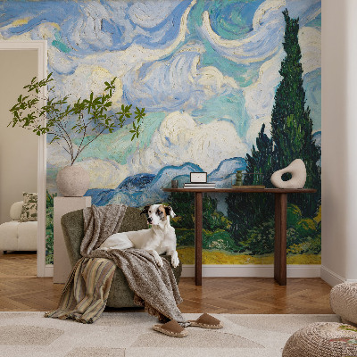 Papel mural texturado decorativo con diseño de nubes expresivas