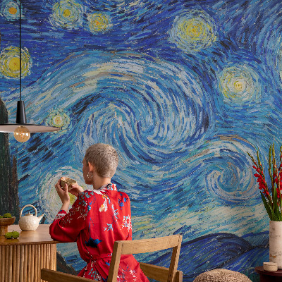 Papel mural con patrón decorativo con motivo de cielo nocturno