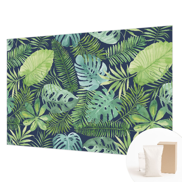 Papel mural texturado decorativo con motivo de hojas tropicales