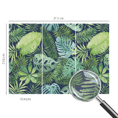 Papel mural texturado decorativo con motivo de hojas tropicales