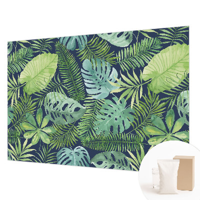 Papel mural texturado decorativo con motivo de hojas tropicales