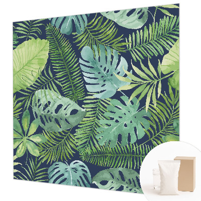 Papel mural texturado decorativo con motivo de hojas tropicales