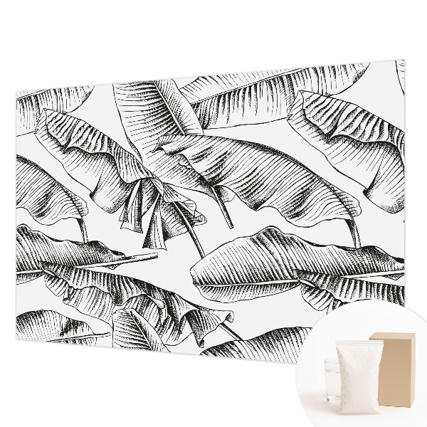 Mural decorativo con diseño de hojas de plátano