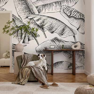 Mural decorativo con diseño de hojas de plátano