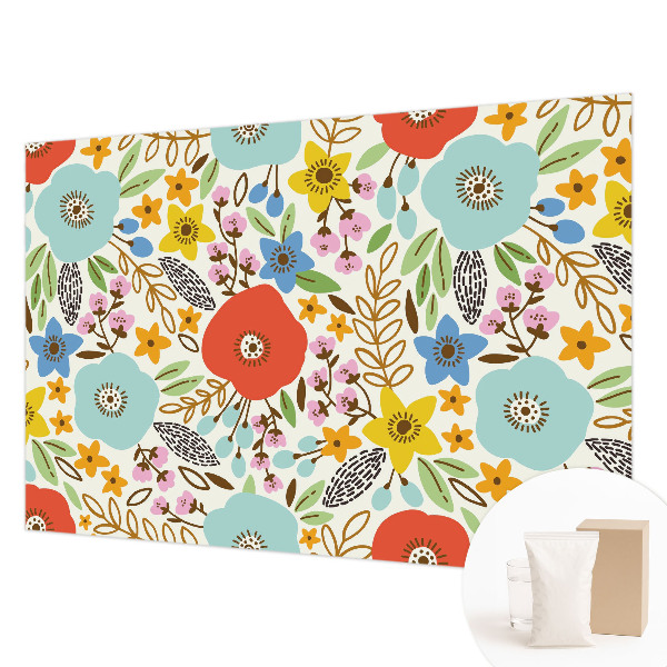 Papel mural con patrón decorativo con estampado floral