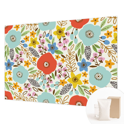 Papel mural con patrón decorativo con estampado floral
