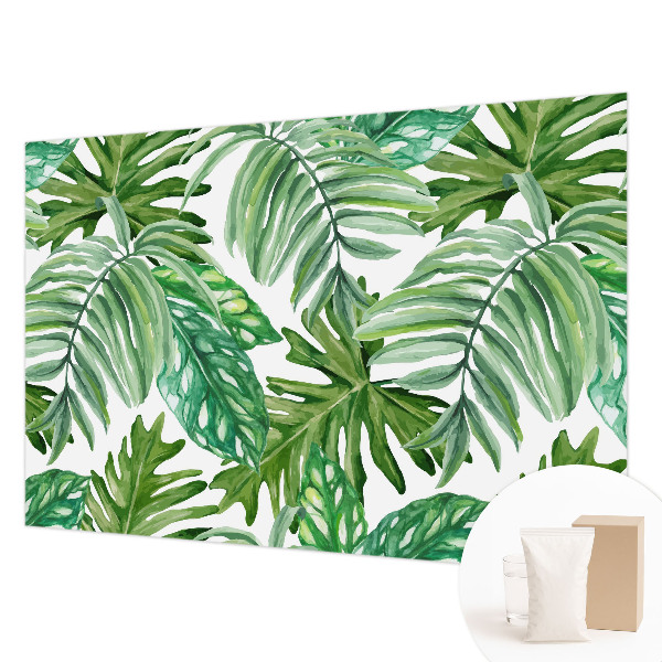 Mural de pared con estampado hermoso con hojas exóticas