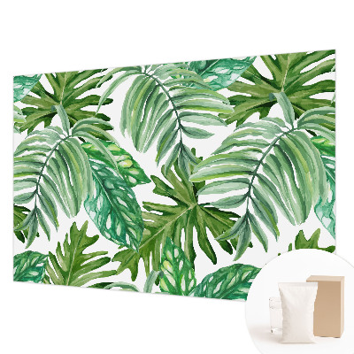 Mural de pared con estampado hermoso con hojas exóticas
