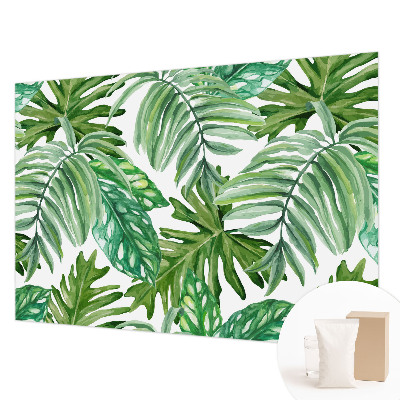 Mural de pared con estampado hermoso con hojas exóticas
