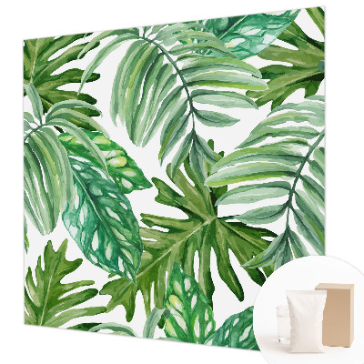 Mural de pared con estampado hermoso con hojas exóticas