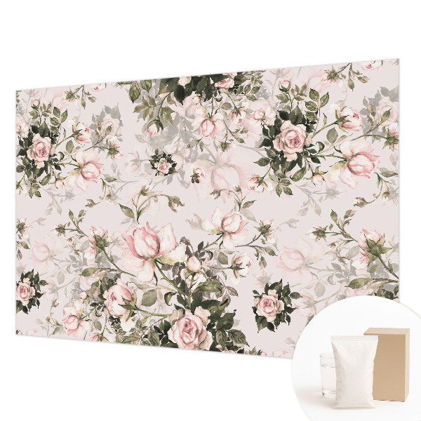 Papel mural texturado decorativo con estampado floral