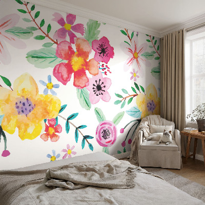 Mural de pared con estampado hermoso con un motivo floral que aporta frescura