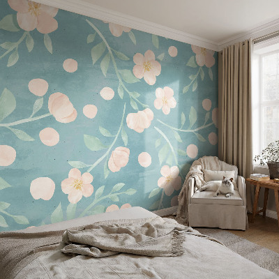 Papel mural texturado decorativo con motivo floral elegante