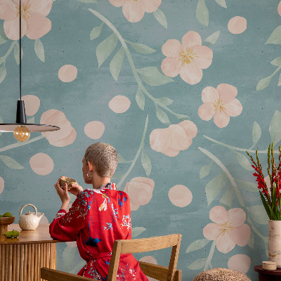 Papel mural texturado decorativo con motivo floral elegante