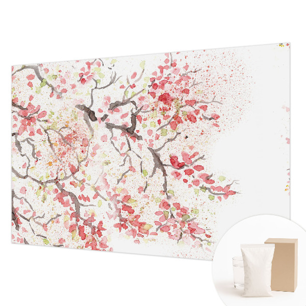 Papel mural con patrón decorativo con ramas floridas