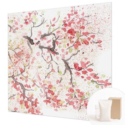 Papel mural con patrón decorativo con ramas floridas