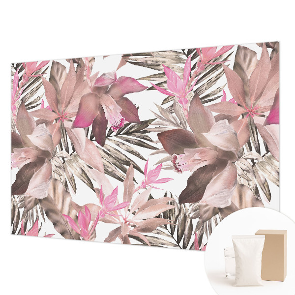 Papel mural texturado decorativo con estampado de flores exóticas